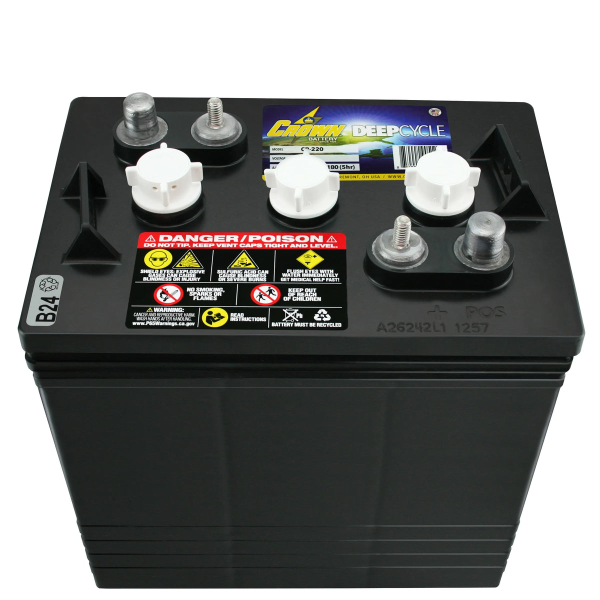 Crown Battery BCI Group GC2 6V 240AH Deep Cycle Golf Cart and Scrubber Battery X6