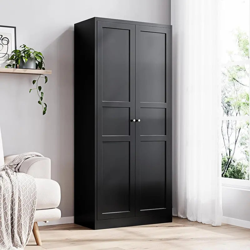 Industrial-Style Metal Storage Cabinet Featuring Two Doors and Four Adjustable Shelves