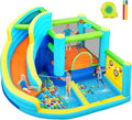Inflatable Kids' Bounce House with Integrated Water Slide, Climbing Wall & Splash Pool – Includes 450W Blower for Instant Setup
