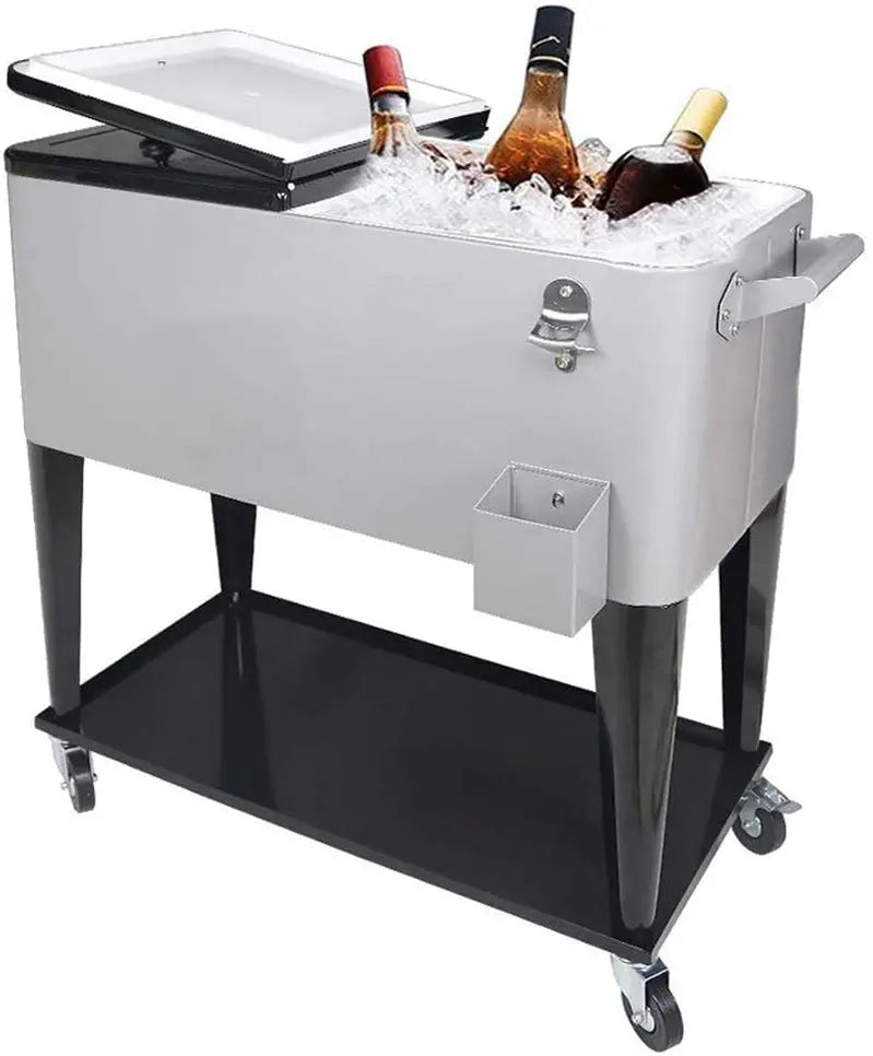 Mobile 80-Quart Party Cooler Cart – Stylish, Wheeled Beverage Bar for Entertaining
