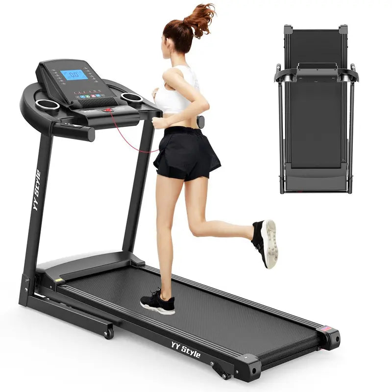 YY Style 7107 Folding Treadmill for Home, 265Lb Capacity, Bluetooth, Incline, 2.5HP Motor, LCD Display
