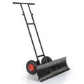 Costway 36" Snow Shovel Pusher with 10" Inflatable Wheels Adjustable Handle & Head Black