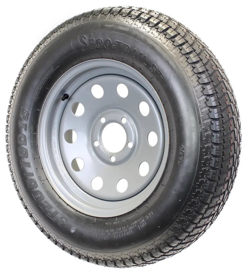 Trailer Tire and Wheel Assembly  ST205/75D15 on Silver Modular 5-Lug Rim