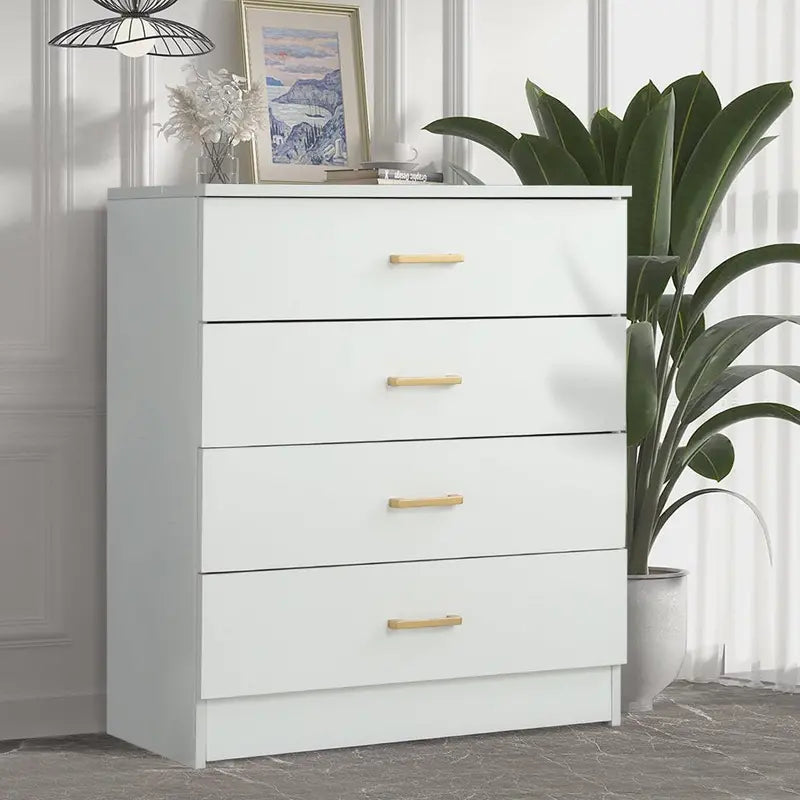 SEGMART White 4-Drawer Wood Dressers for Bedroom