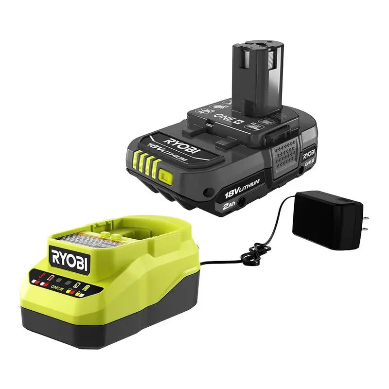 RYOBI ONE+ 18V Lithium-Ion 2.0 Ah Compact Battery and Charger Starter Kit PSK005
