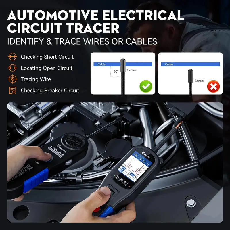 VDIAGTOOL V200 Pro Automotive Circuit Tester – Digital Power Probe with Voltage, Continuity, and Polarity Detection