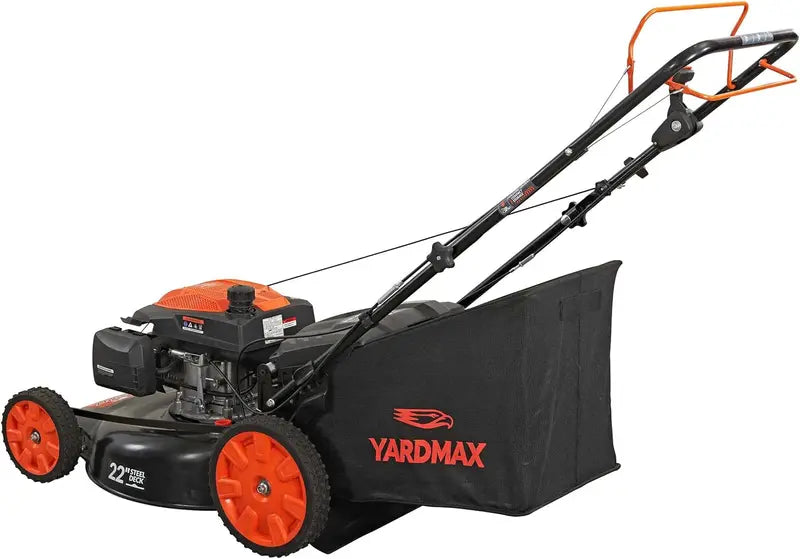 YARDMAX 22″ Gas-Powered Self-Propelled Mower — 201cc Engine, 6-Speed CVT, 3-in-1 Functionality
