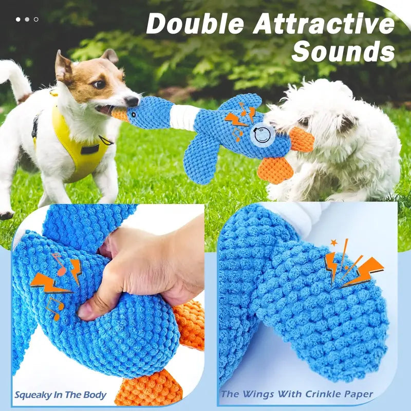 Goose Pineapple Plaid Plush Dog Toy for Small Dogs – Durable & Soft with Squeaker