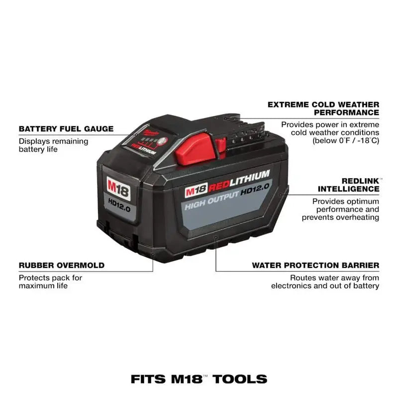 Milwaukee M18 18-Volt Lithium-Ion High Output 12.0Ah Battery Pack 48-11-1812