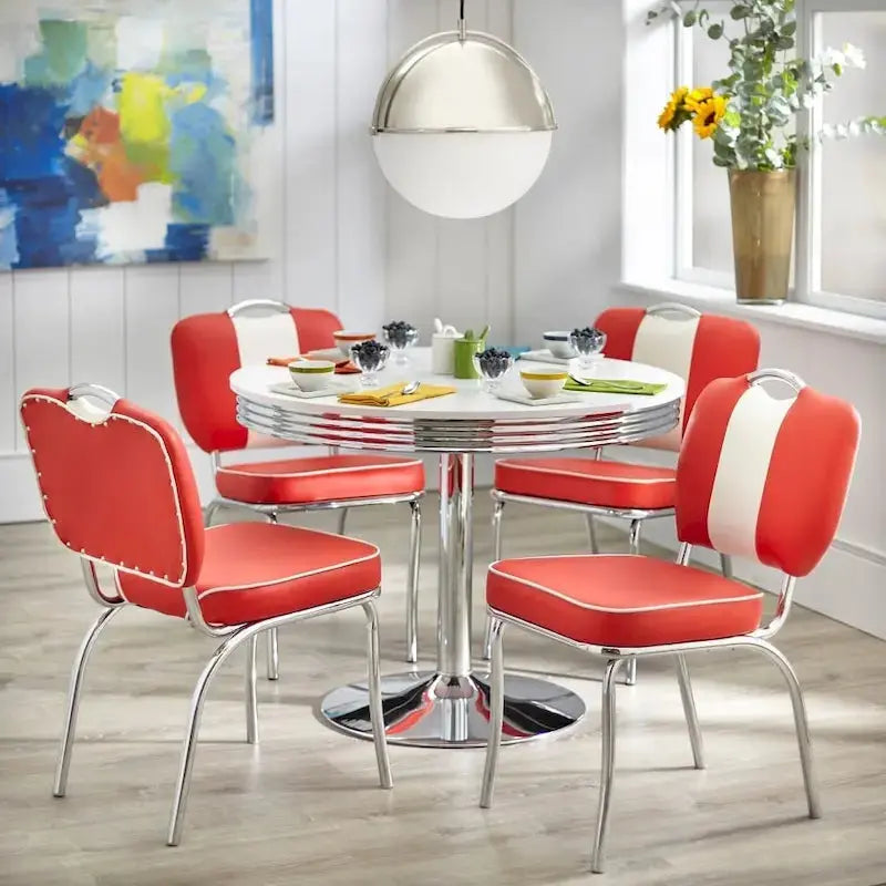 Simple Living Raleigh Retro Dining Set  5-Piece Modern Farmhouse Table and Chairs