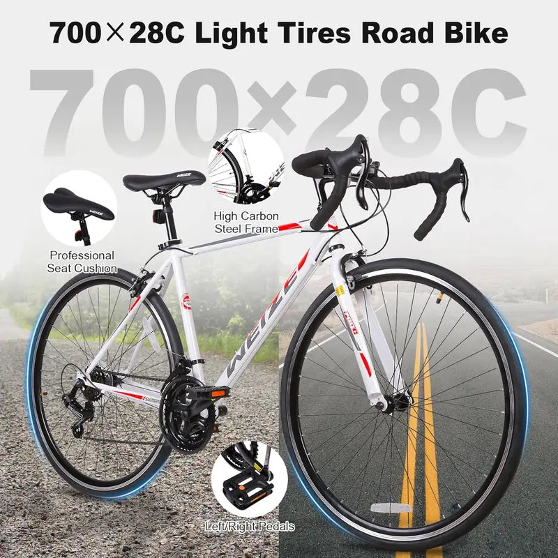 WEIZE 700C Road Bike – Shimano 14-Speed Commuter Bicycle with Drop Handlebars for Urban Riding