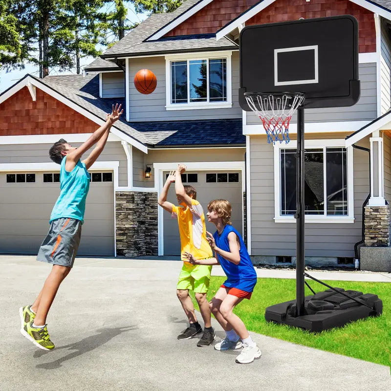 Outdoor-Ready Adjustable Basketball Goal – 6.5–10 ft Height Range & 44″ Shatterproof Backboard