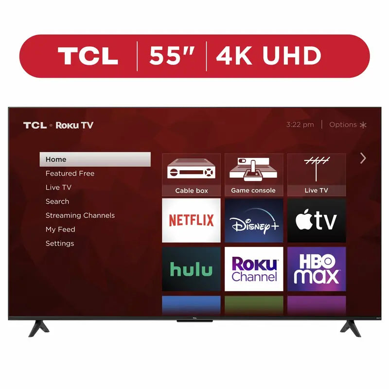 TCL 55 4K UHD HDR Smart TV with Roku, Voice Control, 4 HDMI Inputs