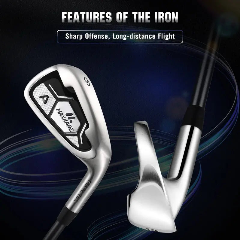MaxKare Men's Complete Golf Set – 13-Piece Starter Bundle Including Driver, Fairway Wood, Hybrids, Irons, Putter & Stand Bag