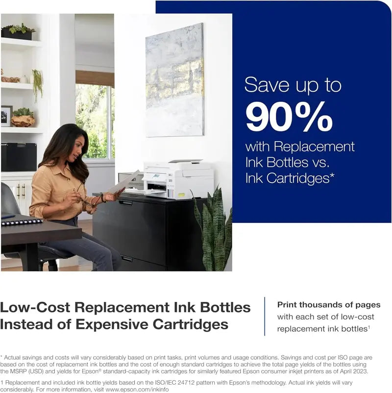 Epson EcoTank ET-4800 Wireless All-in-One Printer – Inkjet, Scanner, Copier, Fax, ADF, Ethernet