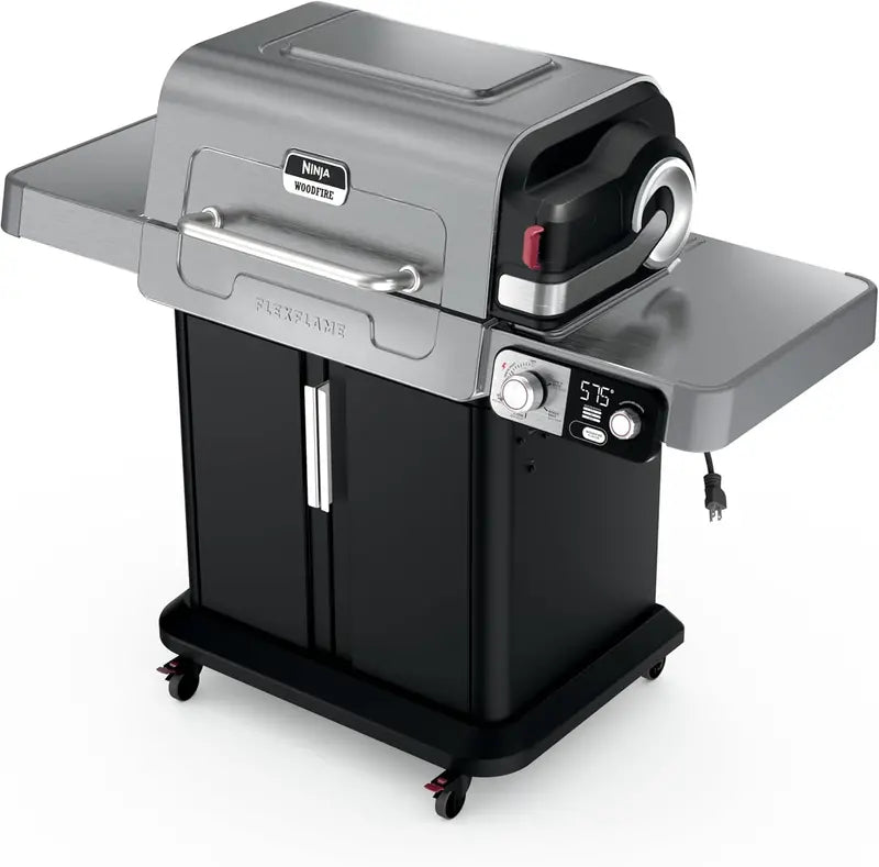 Ninja PG301 FlexFlame Grill & Smoker – 5-in-1 Electric/Propane BBQ System with Digital Controls, Griddle, Pizza Maker & Stainless Finish
