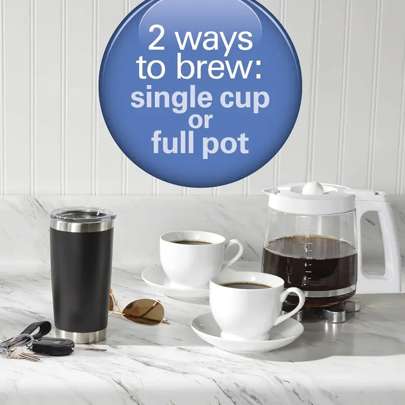 Hamilton Beach 2-Way 12-Cup Coffee Maker – Programmable Drip & Single-Serve Brewer with Auto Pause, Glass Carafe, and Black Finish
