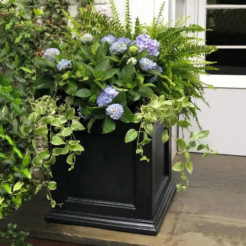 Mayne Fairfield 20 in. Square Self-Watering Black Polyethylene Planter 5825B