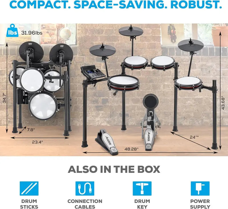 Nitro Max Bluetooth Electric Drum Kit – Mesh Head Pads, Wireless Connectivity, Full-Size Electronic Drum Set