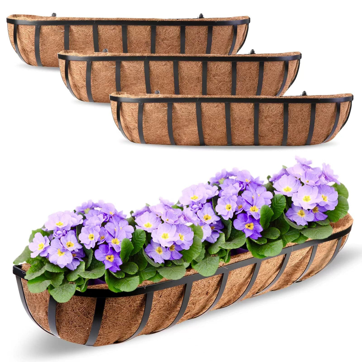 Harmiden 4 Pcs 30 Window Box Deck Railing Planter