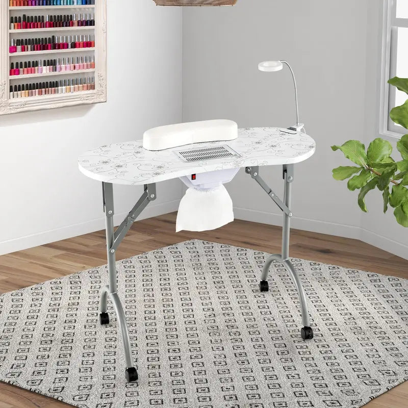 LDAILY Portable Nail Technician Table with Built-in Electric Dust Extraction
