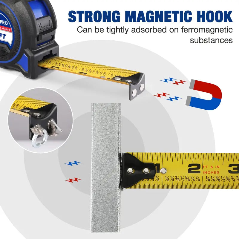 WORKPRO 25-Foot Heavy-Duty Retractable Tape Measure (2-Pack) – Precision 1/32″, Magnetic Tip