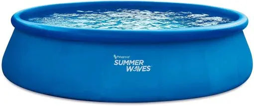 Summer Waves 18 ft   48 in Quick-Set Inflatable Above-Ground Pool Kit with Filter Pump, Cover & Ground Cloth