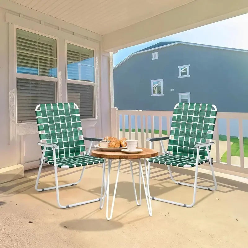 VINGLI Foldable Webbed Lawn Chairs — Pair of Lightweight, Portable Beach & Patio Seating Units