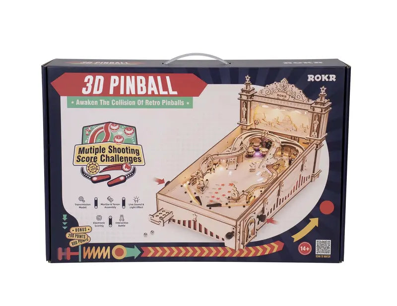 ROKR 3D Puzzle 3D Pinball Machine ,Retro Games Marble Run,Birthday Gift for Adult Kid,482 Pcs