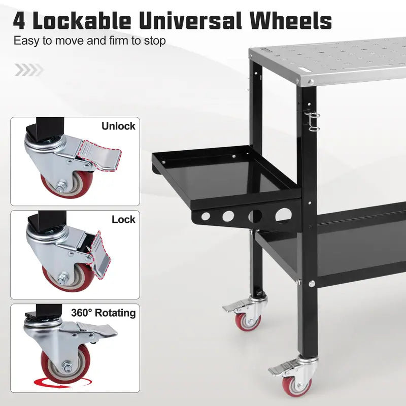 GoPlus 36×18-Inch Mobile Welding Table with 1200-Lb Capacity, Tool Rack & Tray