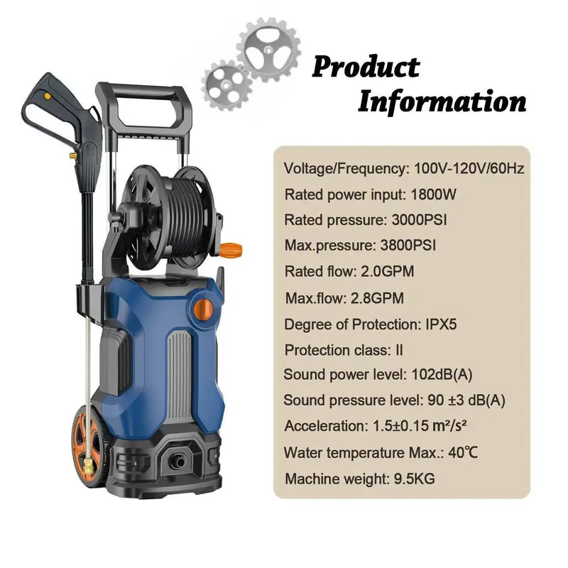 High-Performance Electric Pressure Washer – 3800 PSI / 2.8 GPM Cold Water Cleaning System