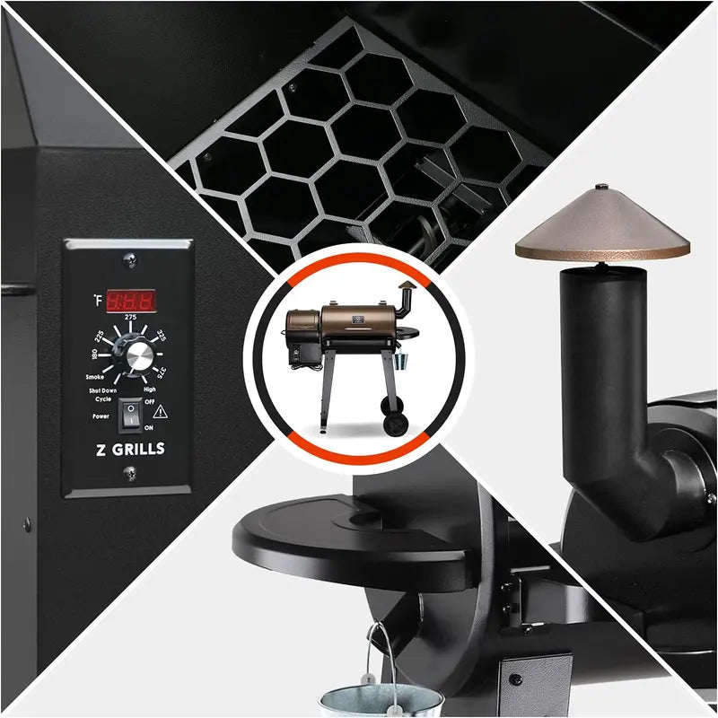 Z GRILLS ZPG-450A 2024 Upgrade Wood Pellet Grill & Smoker, 6-in-1 BBQ, Auto Temp Control, 450 Sq In, Bronze