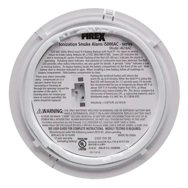 i4618 Hardwired Smoke Alarm – 4-Pack Ionization Detector with 120V AC Power & 9V Backup Battery