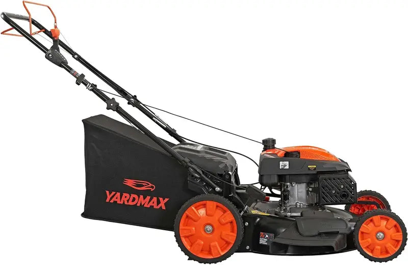 YARDMAX 22″ Gas-Powered Self-Propelled Mower — 201cc Engine, 6-Speed CVT, 3-in-1 Functionality