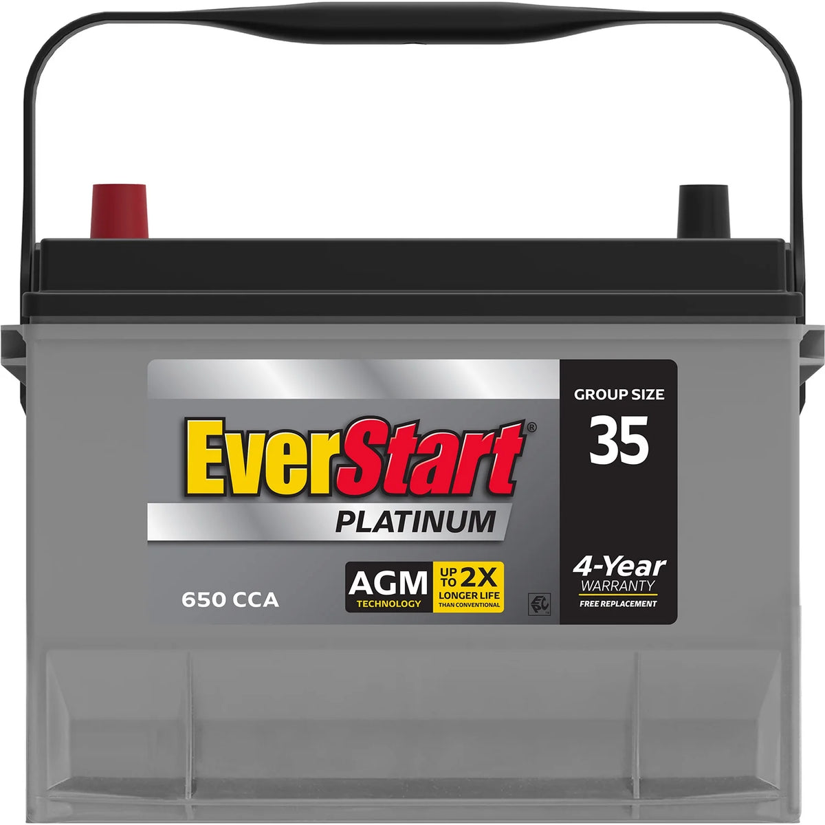 Everstart Platinum BOXED AGM Automotive Battery, Group Size 35 12 Volt, 650 CCA 100RC
