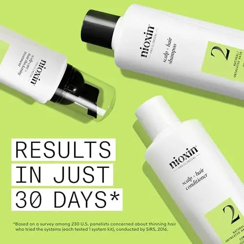 Nioxin System 2 Shampoo & Conditioner 33.8 fl oz – For Treated Hair with Thinning  Pumps Included