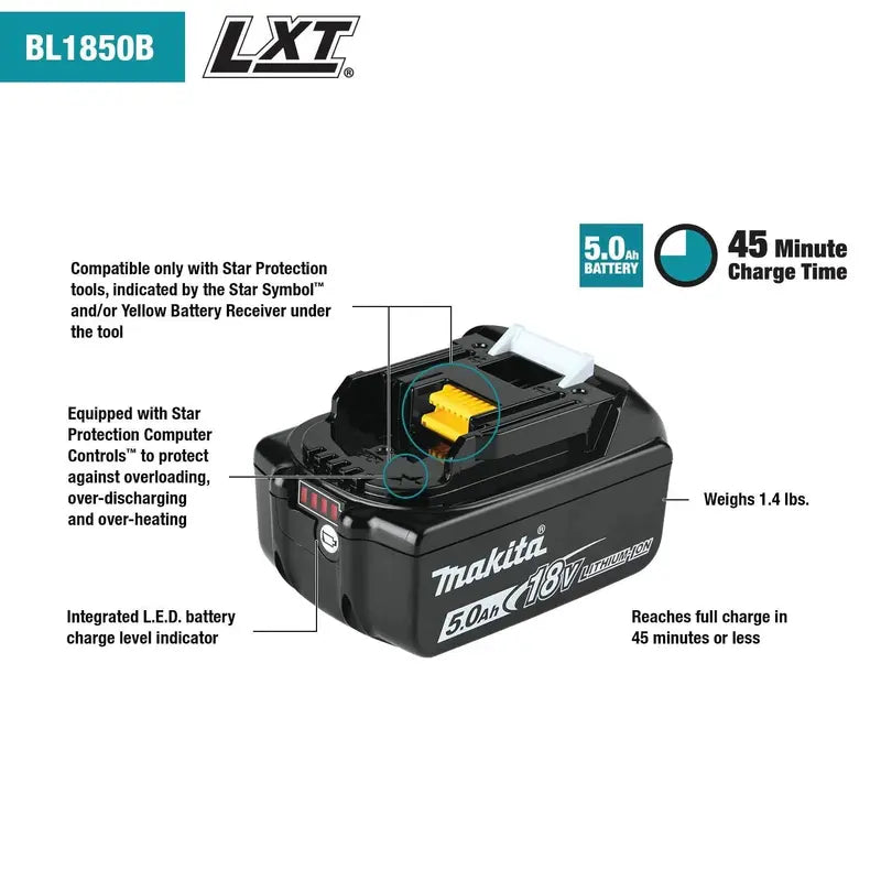 Makita 18V LXT Lithium-Ion Battery & Rapid Charger Starter Pack – Optimized Power and Fast Charging