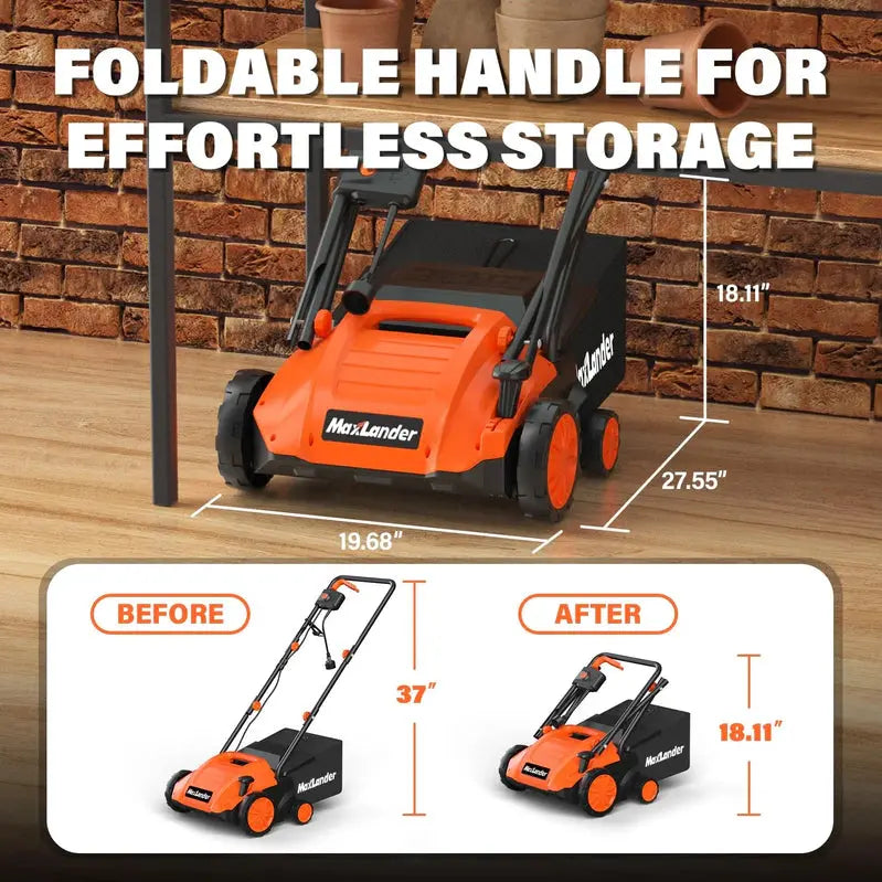 Maxlander 12-Amp Lawn Dethatcher & Scarifier – 2-in-1 Electric Tool with 4-Depth Settings & 30L Detachable Debris Collection Bag