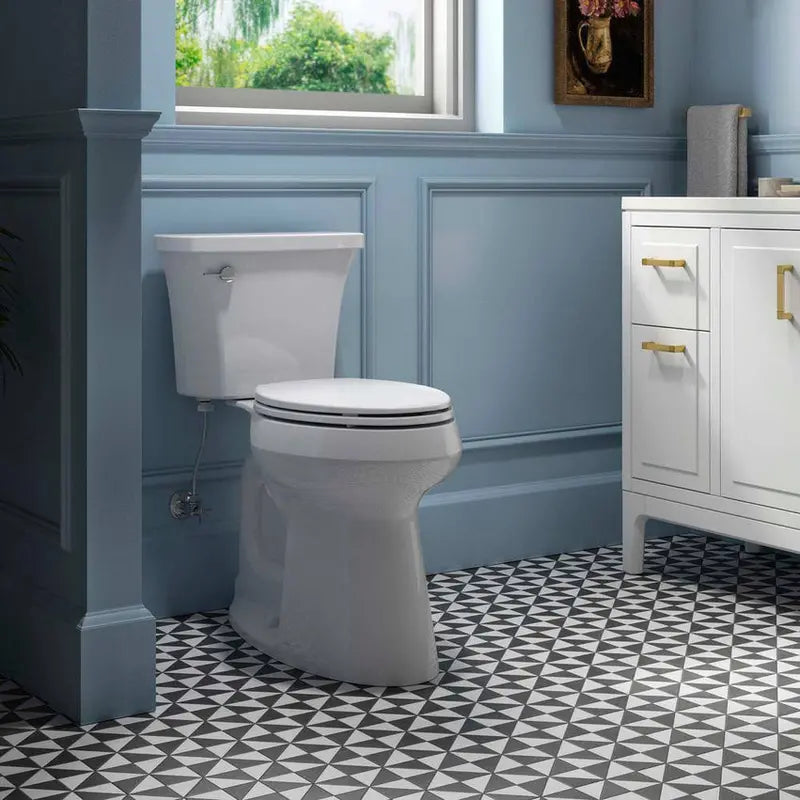 KOHLER Highline Arc Elongated Toilet – Extra-Tall 2-Piece Design, 1.28 GPF Single Flush, Includes Soft-Close Seat (Model 78305-0)