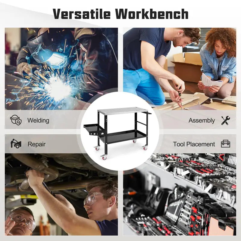 GoPlus 36×18-Inch Mobile Welding Table with 1200-Lb Capacity, Tool Rack & Tray