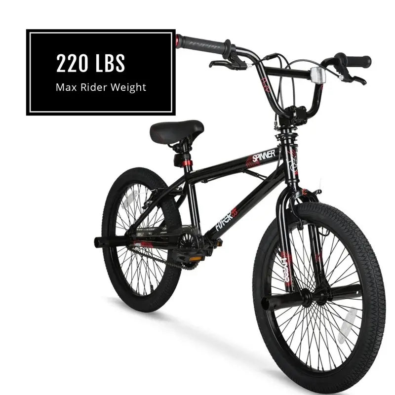 Hyper Bicycle 20-Inch Boys' BMX Bike – Spinner Style, Matte Black Finish