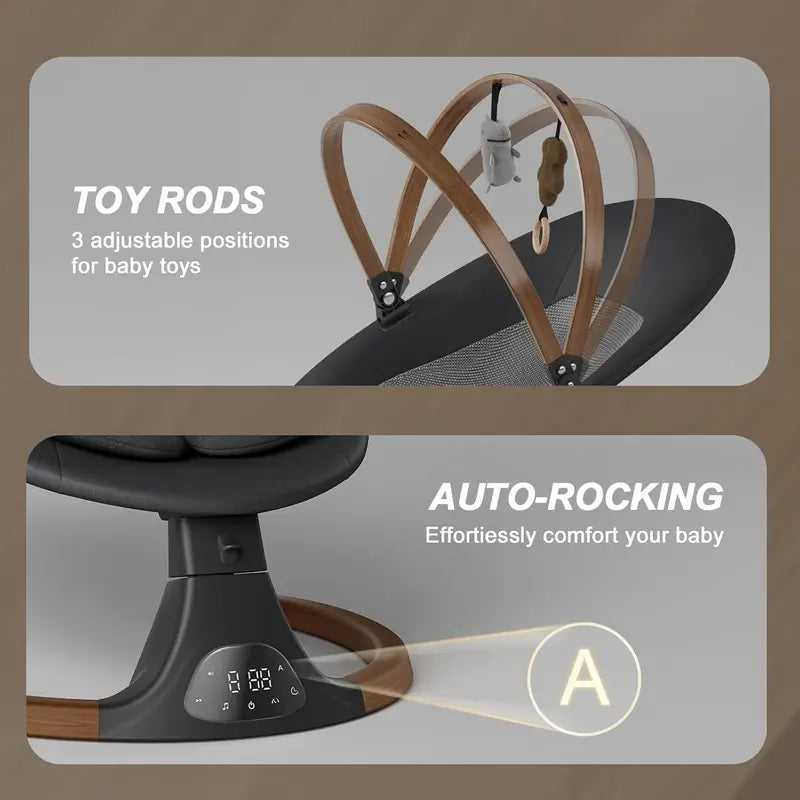 Monamii Bluetooth Infant Swing – 5-Speed Rocking Cradle with Wireless Remote & Built-in Speaker