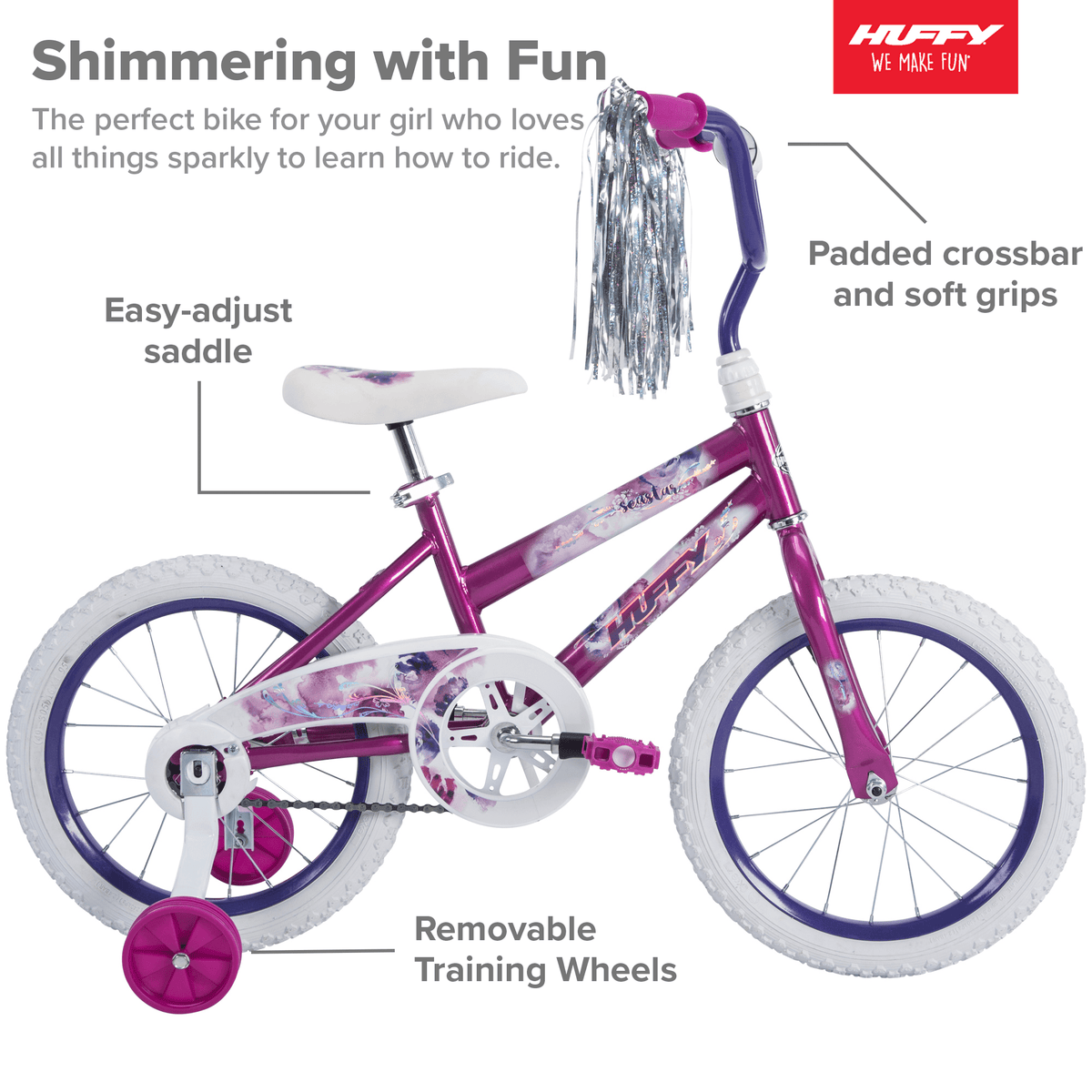 16 in. Sea Star Girl Kids Bike. Metallic Purple
