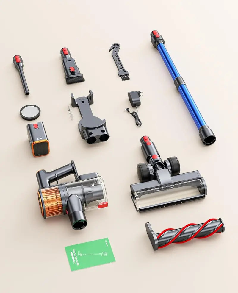 High-Performance Cordless Stick Vacuum – 550W Motor, 45 kPa Suction, 60-Min Runtime, Wall-Mount Charging & Self-Standing Design