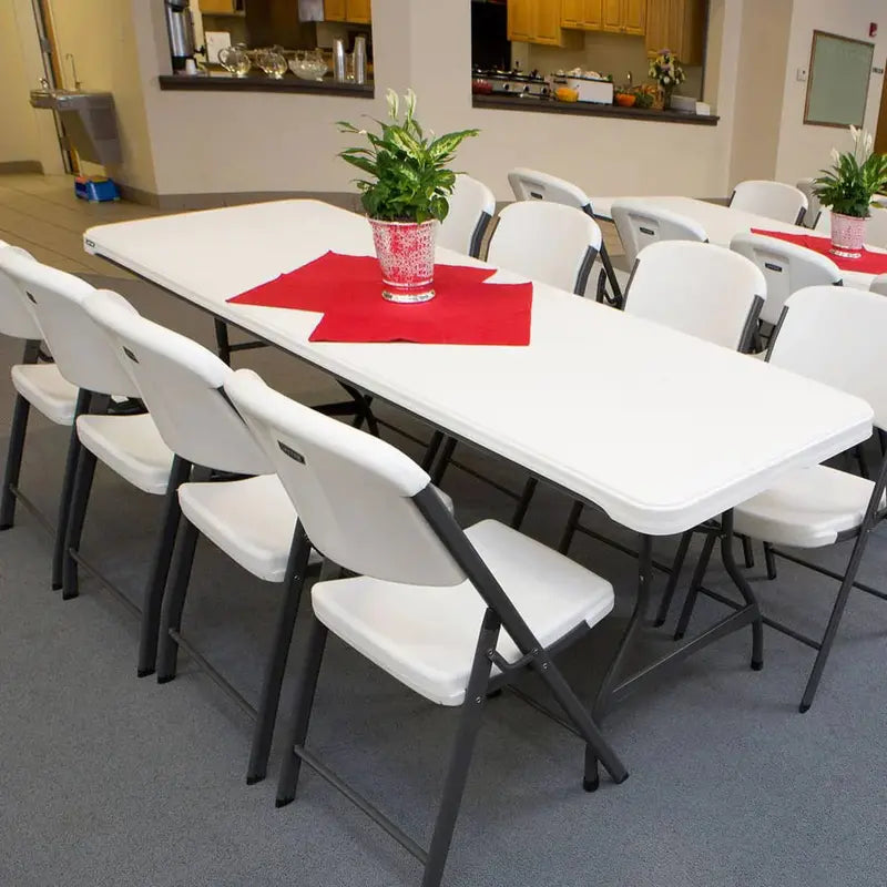 Lifetime Commercial-Grade 8-Foot Stacking Folding Table – Set of Four