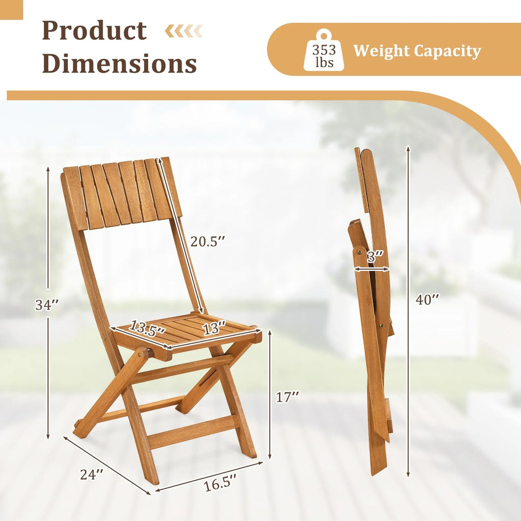 Tangkula Wood Foldable Patio Chairs Set of 2/4