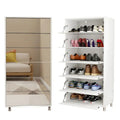 Mirror-Front Shoe Cabinet with Six Flip-Down Drawers – Space-Saving Organizer on Four Sturdy Metal Legs