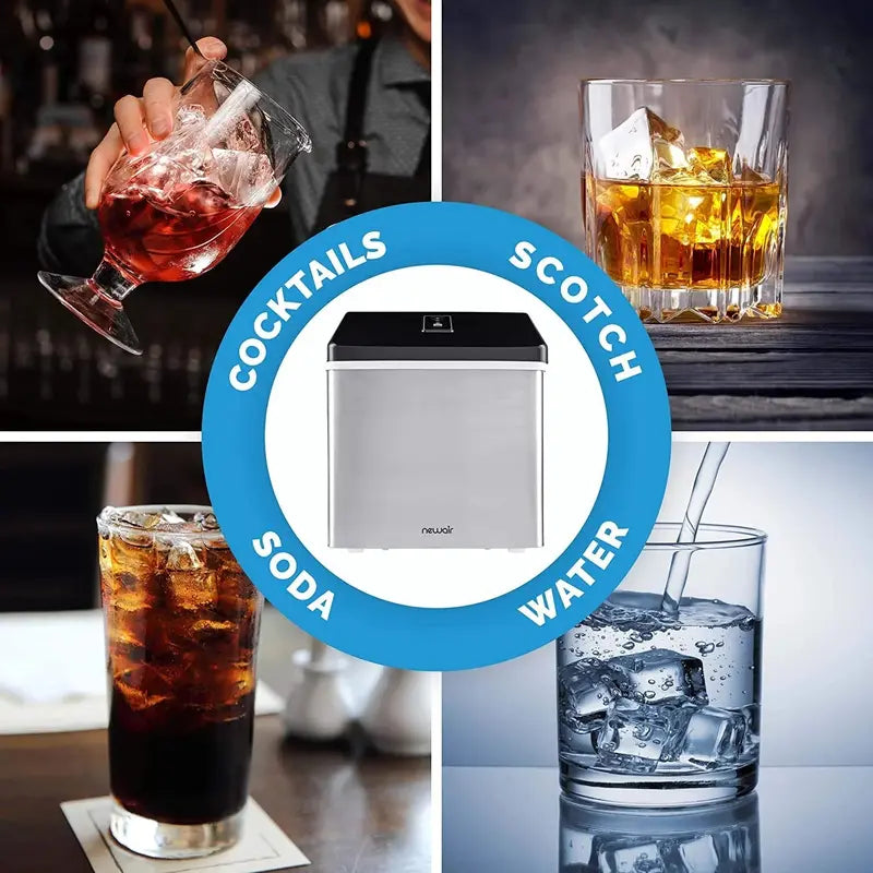 NewAir Stainless Steel Clear Ice Maker – 40 lbs/Day Portable Countertop Unit