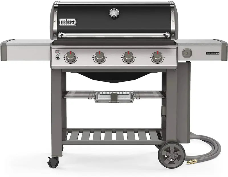 Weber Genesis II E-410 Natural Gas Grill – 4-Burner, Black Frame, Hookup-Ready Home Grilling System