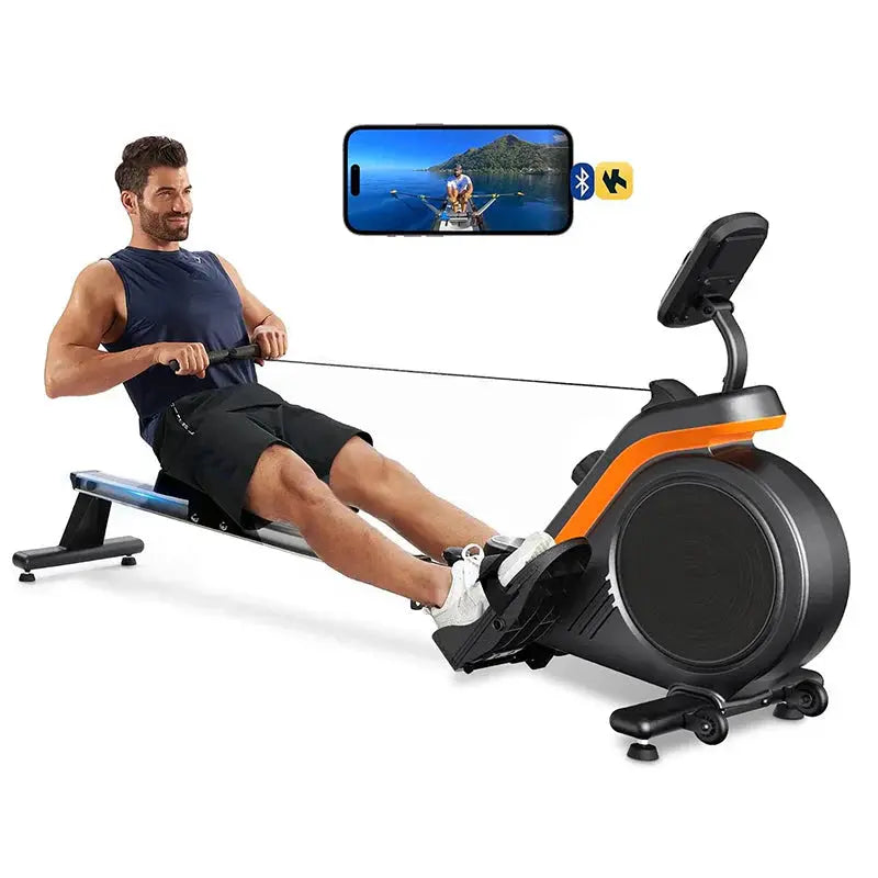 Foldable Magnetic/Water Hybrid Rowing Machine – Bluetooth-Enabled, 350lb Capacity, Tablet Holder & Ergonomic Seat